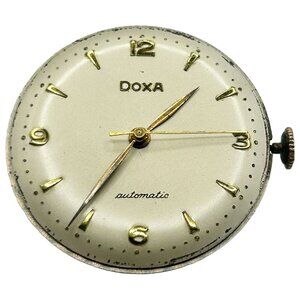 Vintage Doxa Automatic Watch Movement - Watch Head + Crown - WORKING